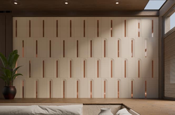 Dwar concrete wall panel inspired by traditional Indian doorways, for interior accent walls