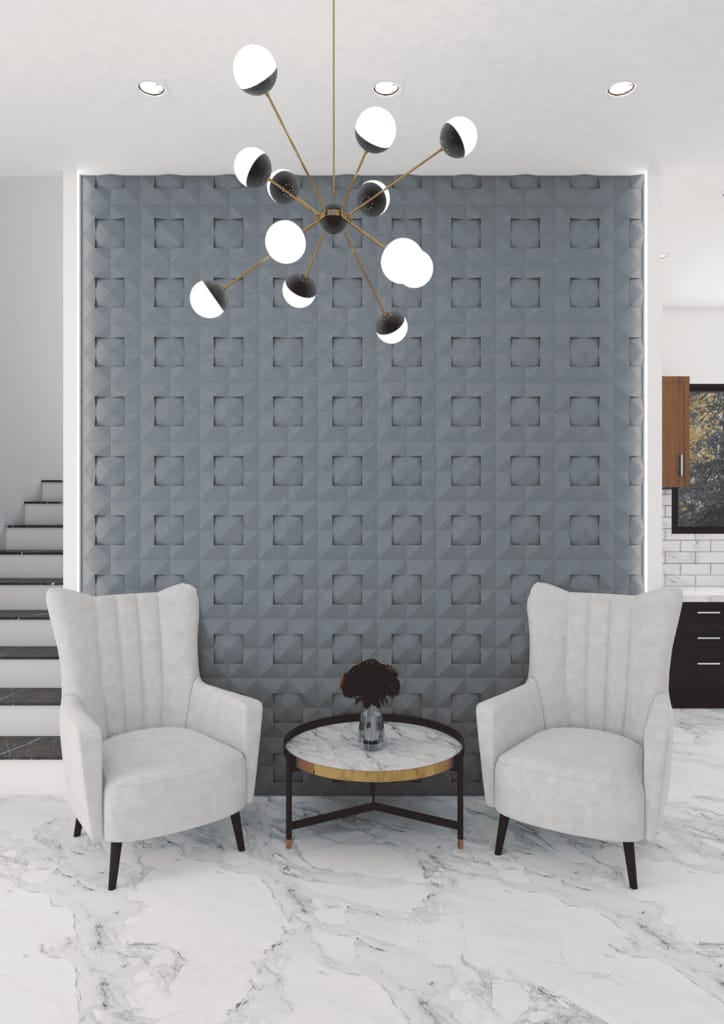 Crest concrete wall panel with raised ridge pattern adding depth and dimension