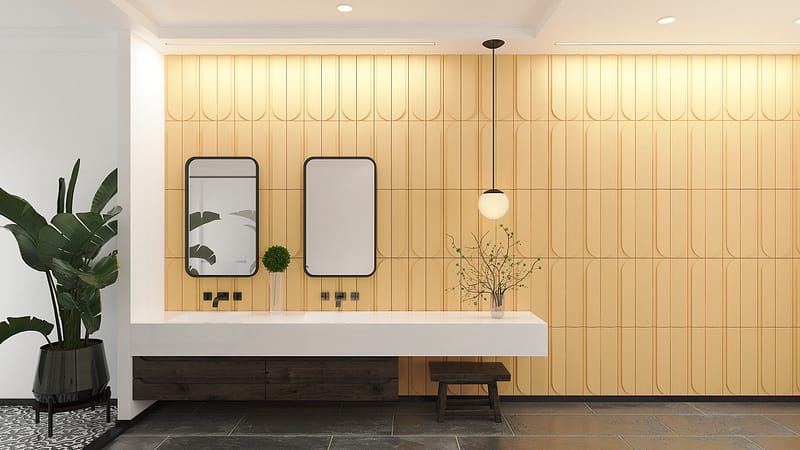 Mystery concrete wall panel with deep tonal variation and dramatic surface texture