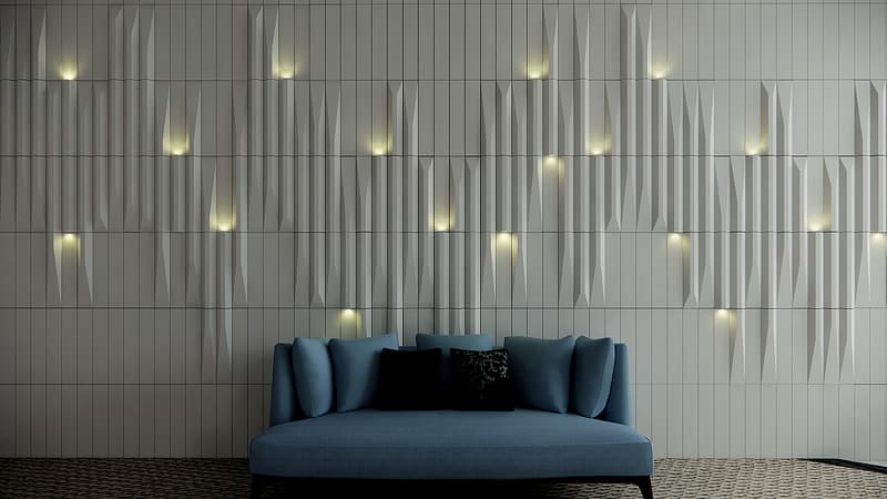 Pulse concrete wall panel with bold horizontal texture for contemporary interiors