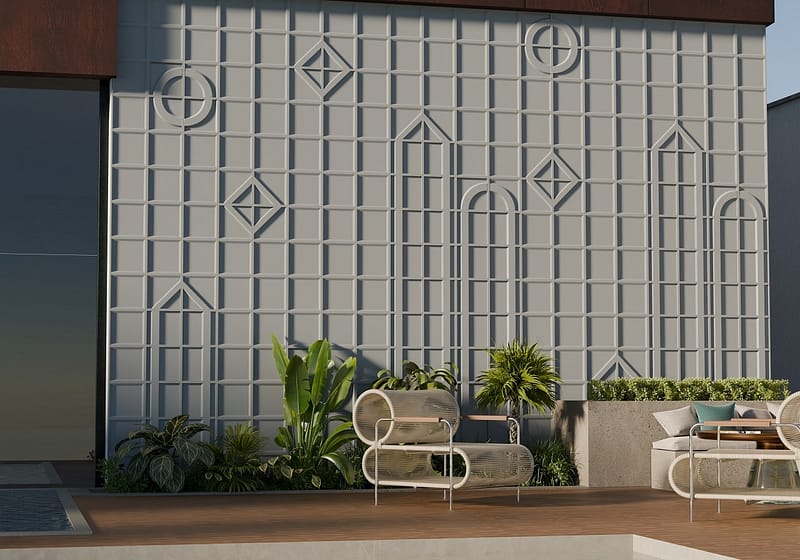 Iris concrete wall panel – geometric relief pattern for premium interior walls